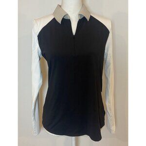 Belyn Key Kali Long Sleeve 1/4 Zip Onyx Chalk Biscotti Black Tan Cream S New